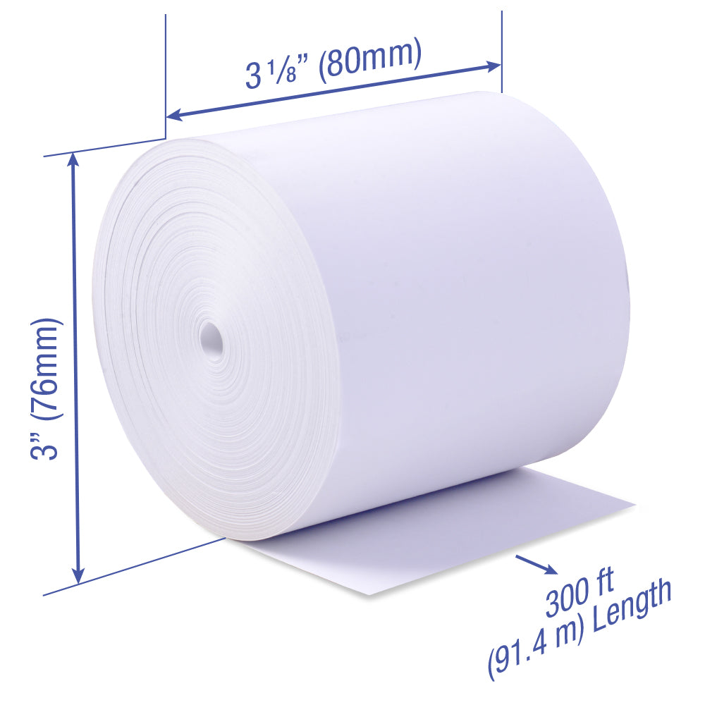 3 1/8 x 300 ft x 76mm thermal paper rolls