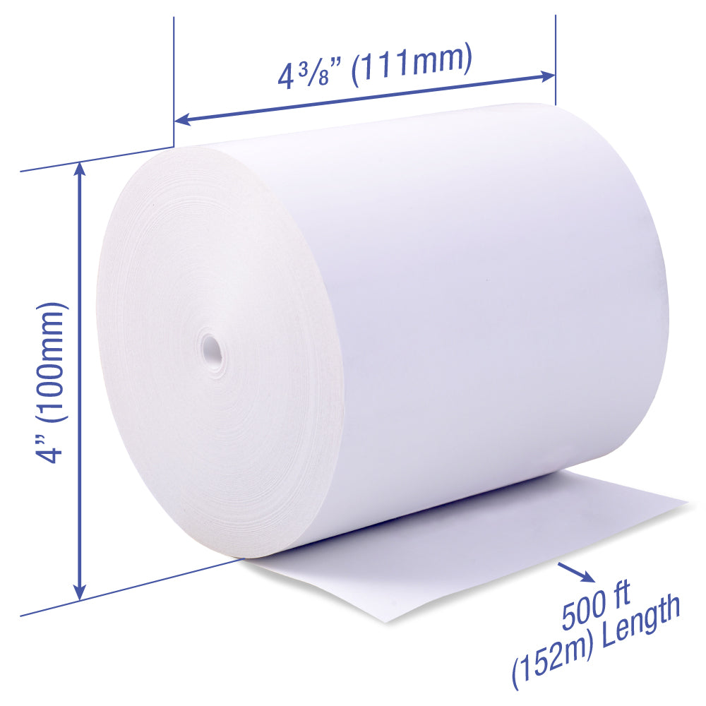 4 3/8 x 500 ft x 100mm thermal paper rolls